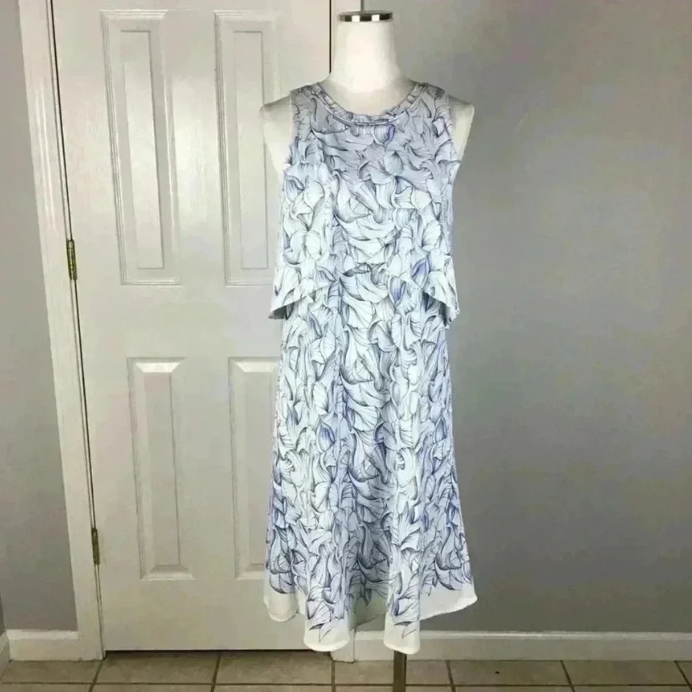 Tory Burch Size Medium Kaley White Ellora Pima Cotton Popover Faux Layered Dress - Picture 3 of 6